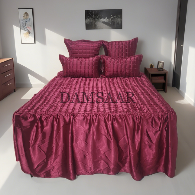 B7 - Queen 5pc Bedspread Big Frill - Satin - Clearance