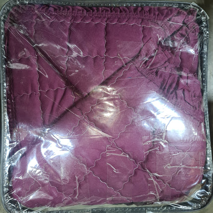B8 - Queen 5pc Bedspread Double Frilled Biscuit Design - Microfiber - Dyed