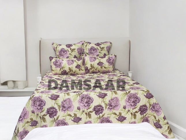 B11 - Queen 5pc Printed Microfibre Bedspread Set - Clearance