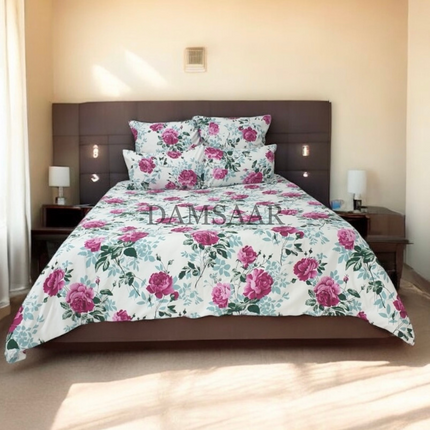 D1 - Queen 6pc Duvet Cover Set - Winter Floral 120gsm
