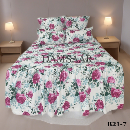 B21 - Queen 5pc Bedspread Big Frill - Biggest Diamond - Winter Material
