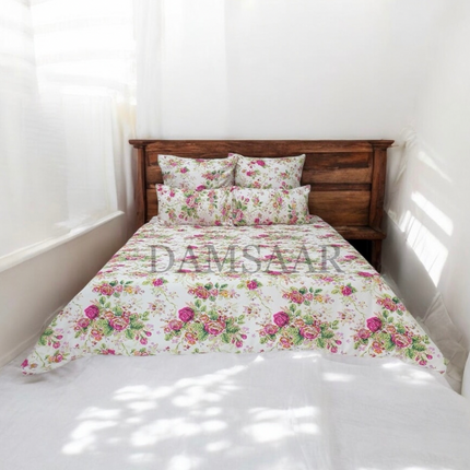 D1 - Queen 6pc Duvet Cover Set - Winter Floral 120gsm