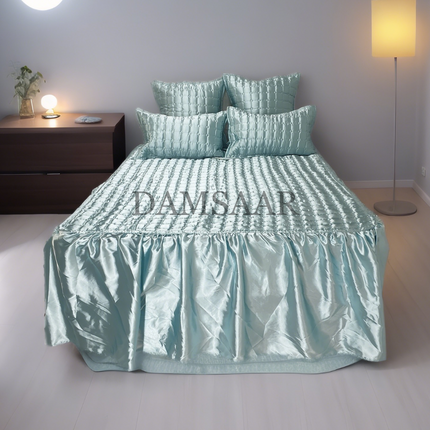 B7 - Queen 5pc Bedspread Big Frill - Satin - Clearance