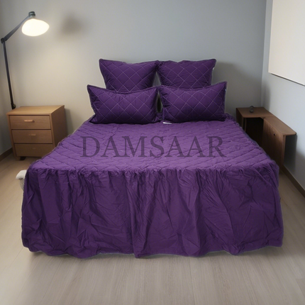 B19 - Queen 5pc Bedspread Big Frill - Biggest Diamond - Dyed - Promotion