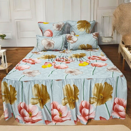 B21 - Queen 5pc Bedspread Big Frill - Biggest Diamond - Winter Material