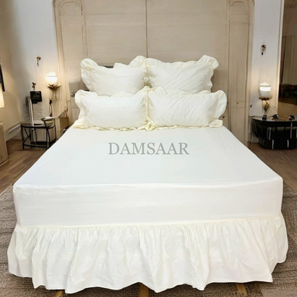 S40 - Queen 5pc Combo Set Poly Cotton - Frilled Pillow - Abs - Promotion