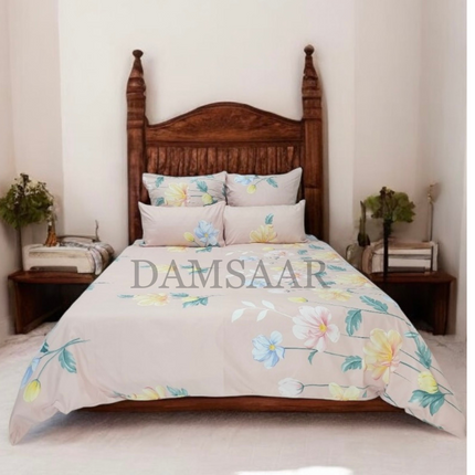 D1 - Queen 6pc Duvet Cover Set - Winter Floral 120gsm