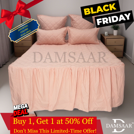 B19 - Queen 5pc Bedspread Big Frill - Biggest Diamond - Dyed - Promotion