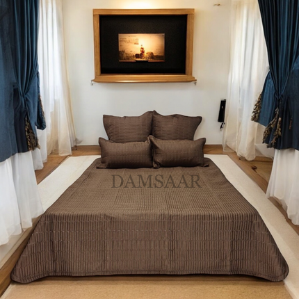 B9 - Double 5pc Bedspread Zig Zag - Dyed - 65gsm