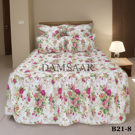 B21 - Queen 5pc Bedspread Big Frill - Biggest Diamond - Winter Material