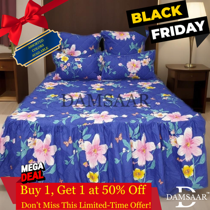 B20 - Queen 5pc Bedspread Big Frill - Biggest Diamond - Microfibre  Printed - Promotion