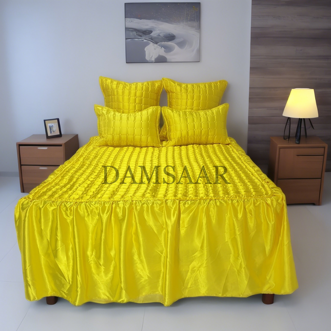B7 - Queen 5pc Bedspread Big Frill - Satin - Clearance
