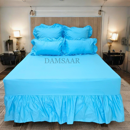 S40 - Queen 5pc Combo Set Poly Cotton - Frilled Pillow - Abs - Promotion