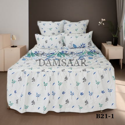 B21 - Queen 5pc Bedspread Big Frill - Biggest Diamond - Winter Material