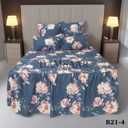 B21 - Queen 5pc Bedspread Big Frill - Biggest Diamond - Winter Material