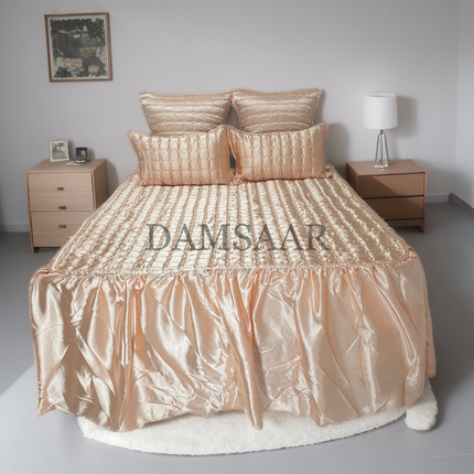 B7 - Queen 5pc Bedspread Big Frill - Satin - Clearance