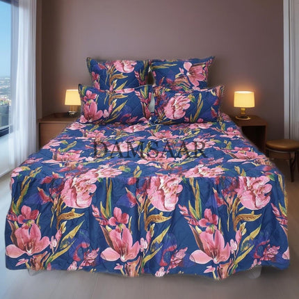 B20 - Queen 5pc Bedspread Big Frill - Biggest Diamond - Microfibre  Printed - Promotion