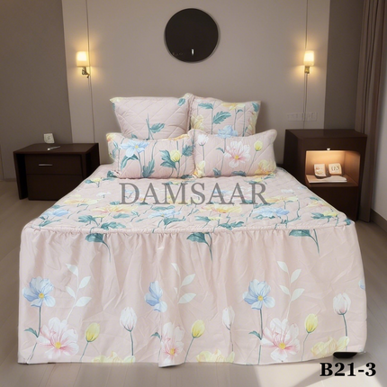 B21 - Queen 5pc Bedspread Big Frill - Biggest Diamond - Winter Material