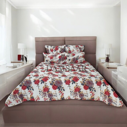 D1 - Queen 6pc Duvet Cover Set - Winter Floral 120gsm