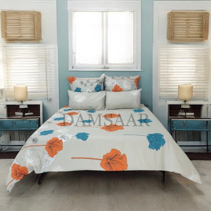 D1 - Queen 6pc Duvet Cover Set - Winter Floral 120gsm