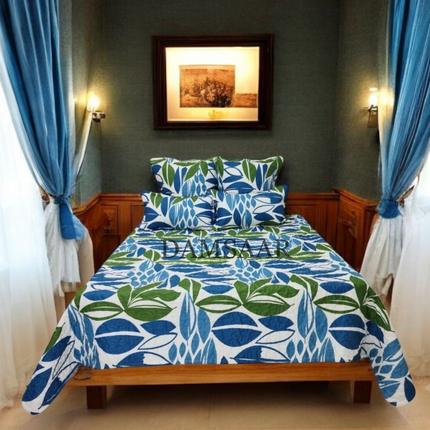 B11 - Queen 5pc Printed Microfibre Bedspread Set - Clearance
