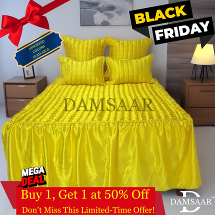 B7 - Queen 5pc Bedspread Big Frill - Satin - Clearance