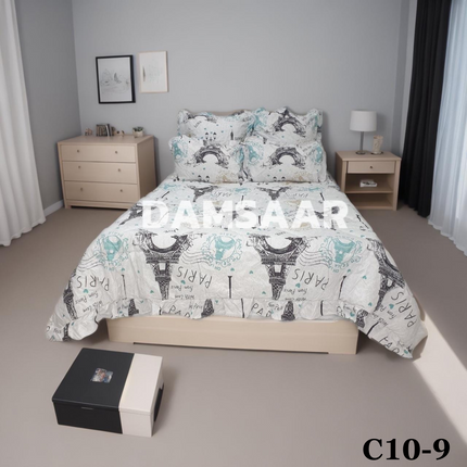C10 - king 5pc Winter Comforter - Pillow Frilled - Biggest Diamond - Clearance