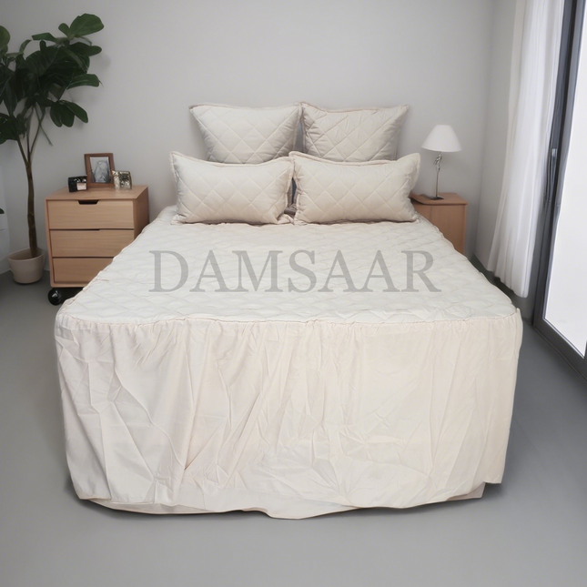 B19 - Queen 5pc Bedspread Big Frill - Biggest Diamond - Dyed - Promotion