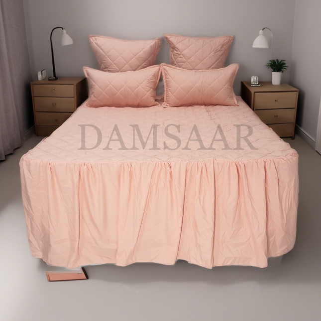 B19 - Queen 5pc Bedspread Big Frill - Biggest Diamond - Dyed - Promotion