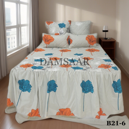 B21 - Queen 5pc Bedspread Big Frill - Biggest Diamond - Winter Material