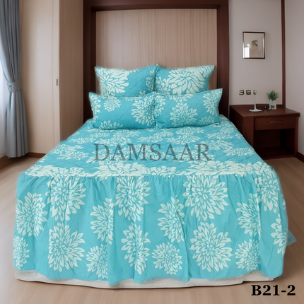 B21 - Queen 5pc Bedspread Big Frill - Biggest Diamond - Winter Material