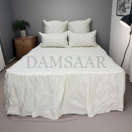 B19 - Queen 5pc Bedspread Big Frill - Biggest Diamond - Dyed - Promotion