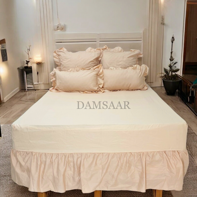 S40 - Queen 5pc Combo Set Poly Cotton - Frilled Pillow - Abs - Promotion