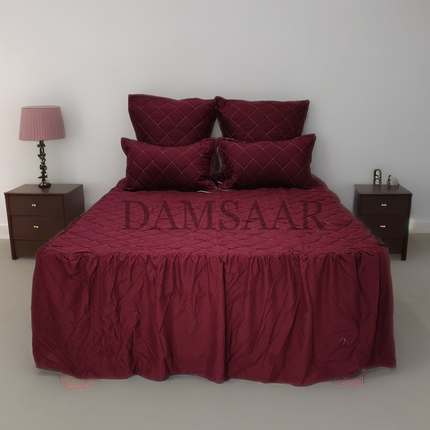 B19 - Queen 5pc Bedspread Big Frill - Biggest Diamond - Dyed - Promotion