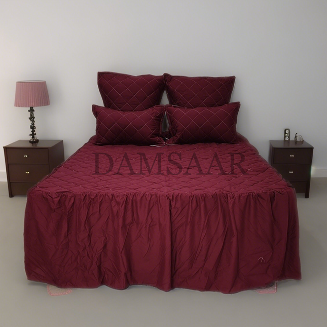 B19 - Queen 5pc Bedspread Big Frill - Biggest Diamond - Dyed - Promotion