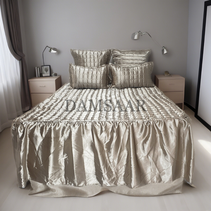 B7 - Queen 5pc Bedspread Big Frill - Satin - Clearance