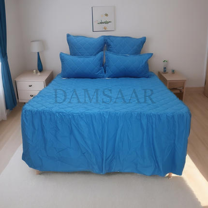 B19 - Queen 5pc Bedspread Big Frill - Biggest Diamond - Dyed - Promotion