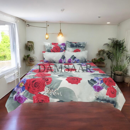 D1 - Queen 6pc Duvet Cover Set - Winter Floral 120gsm