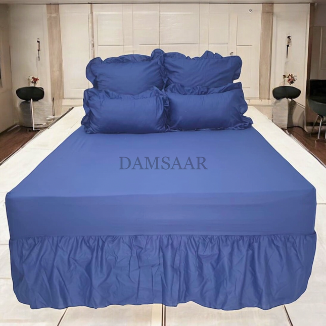 S40 - Queen 5pc Combo Set Poly Cotton - Frilled Pillow - Abs - Promotion