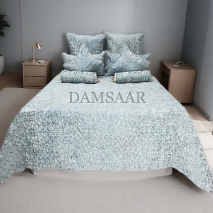 (B33) Super King 9PC Velvet Bedspread