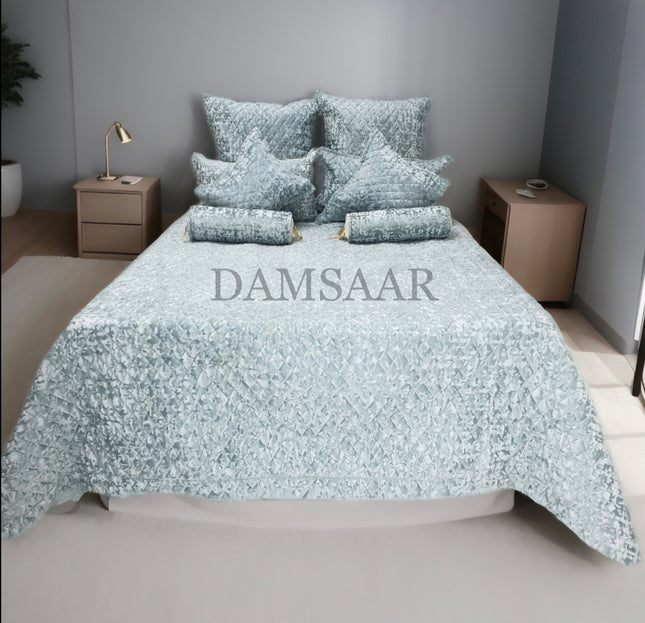 (B33) Super King 9PC Velvet Bedspread