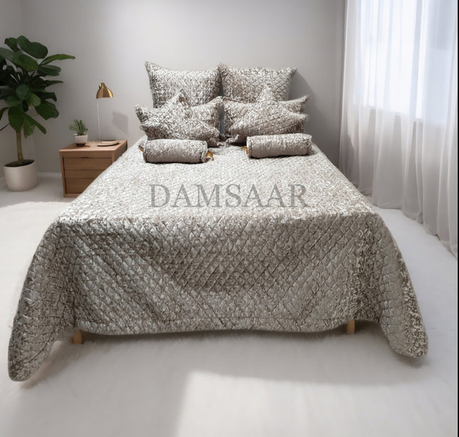 (B33) Super King 9PC Velvet Bedspread