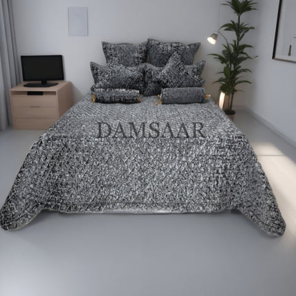 (B33) Super King 9PC Velvet Bedspread