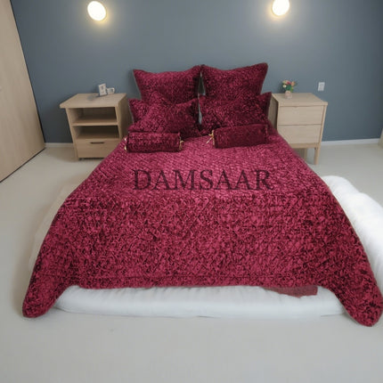(B33) Super King 9PC Velvet Bedspread