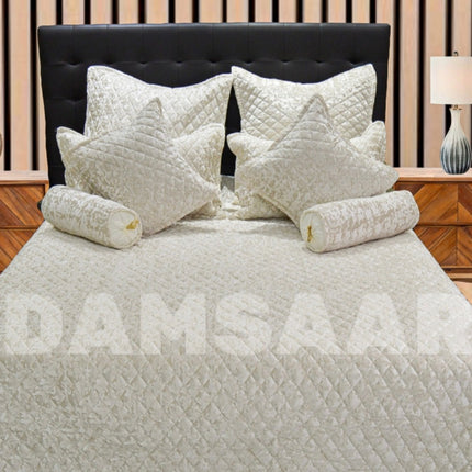 (B33) Super King 9PC Velvet Bedspread