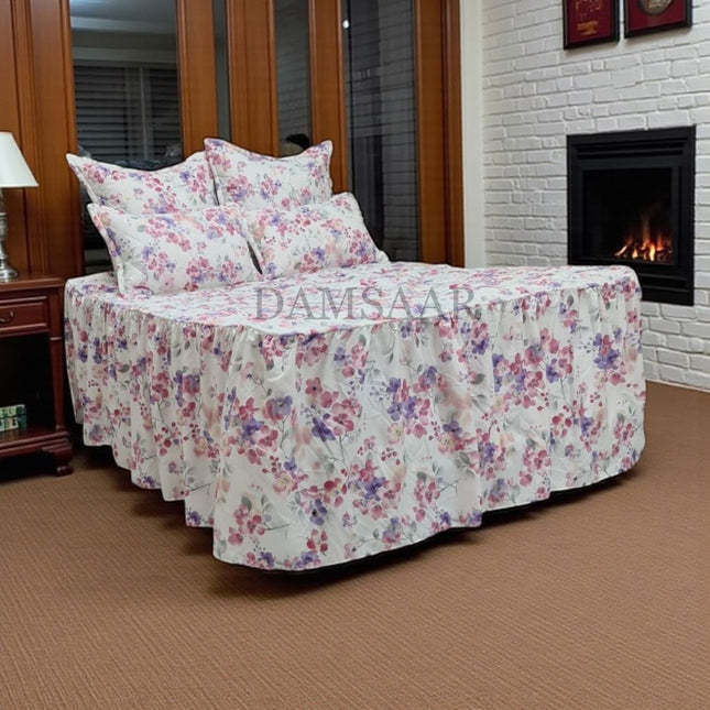 B21 - Queen 5pc Bedspread Big Frill - Biggest Diamond - Winter Material