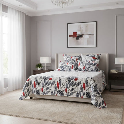 B11 - Queen 5pc Printed Microfibre Bedspread Set - Clearance