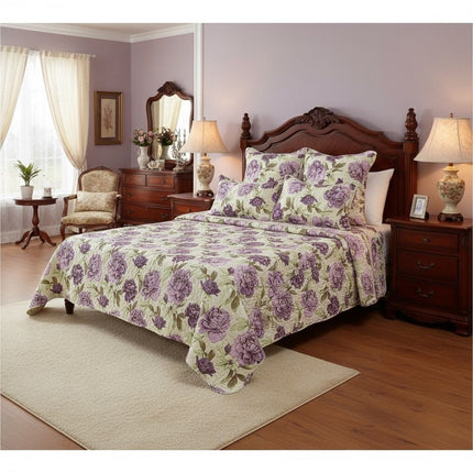 B11 - Queen 5pc Printed Microfibre Bedspread Set - Clearance