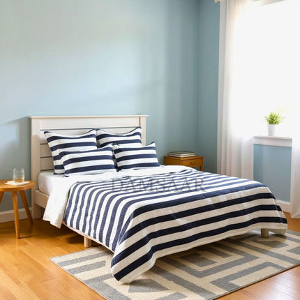 B10 - Double 5pc Cheap Bedspread - Zig Zag - Printed - Polyester 65gsm