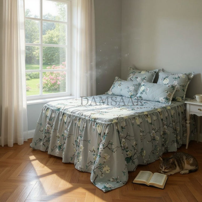 B21 - Queen 5pc Bedspread Big Frill - Biggest Diamond - Winter Material